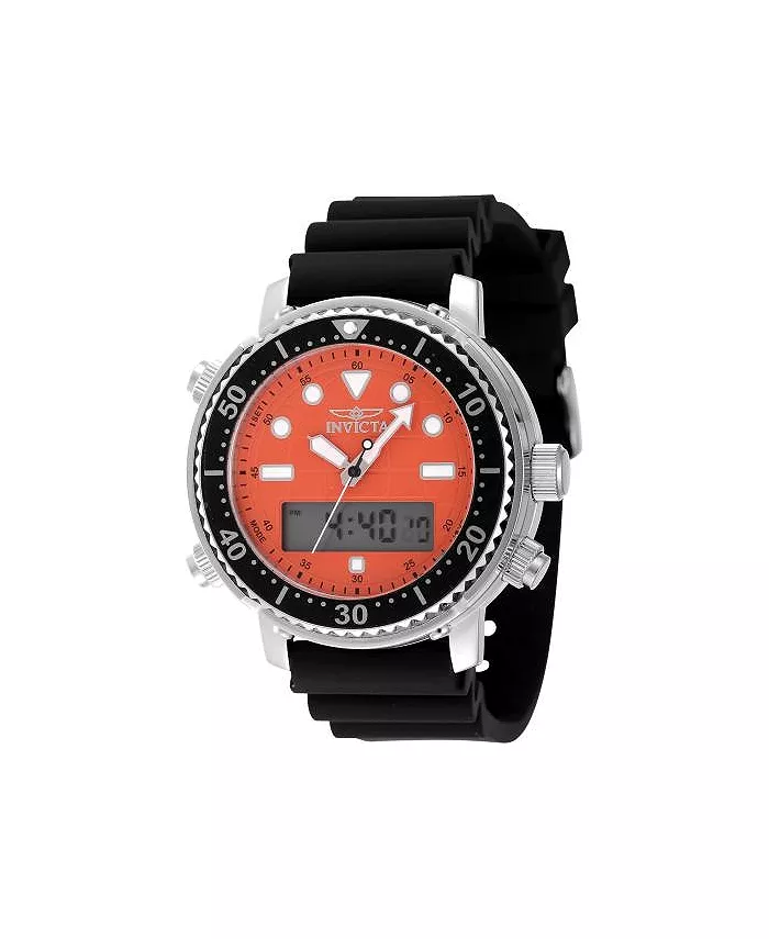 

Мужские часы Pro Diver Digital 48368 с оранжевым циферблатом и тремя стрелками Invicta, черный