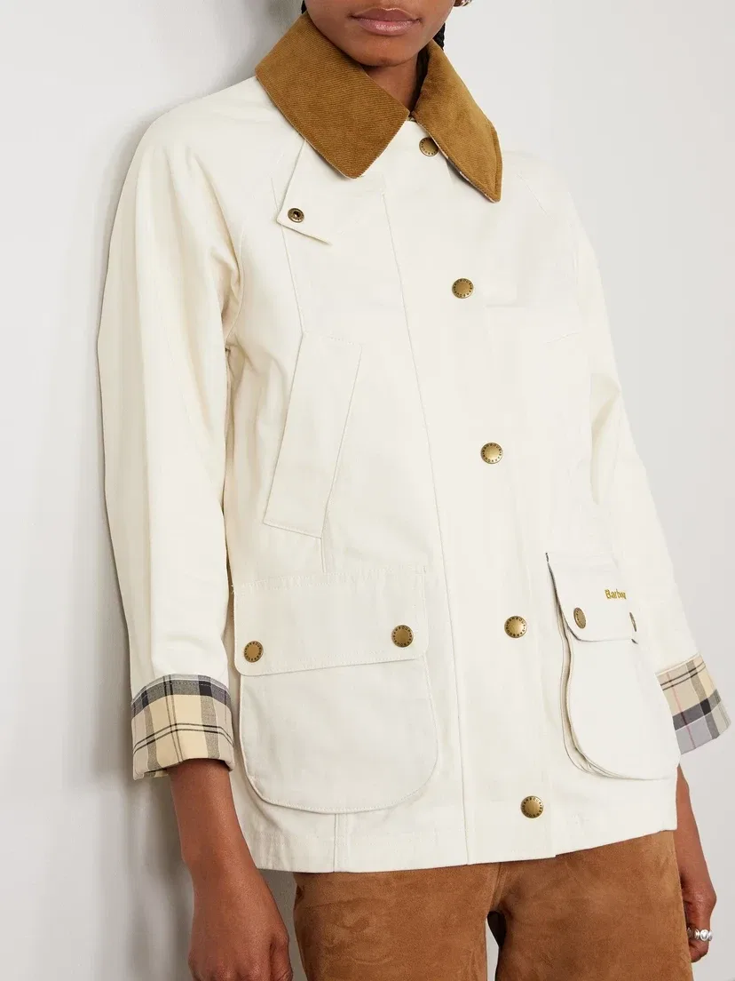 Вощеная хлопковая куртка Modern Beadnell с вельветовой отделкой Barbour, белый — фото 3