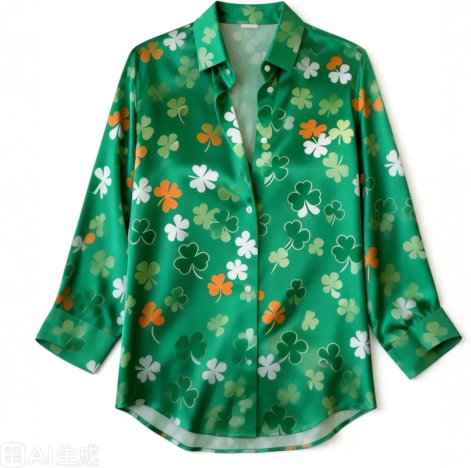 Блуза сатиновая с принтом, St. Patrick's Day, бронзовый — фото 3