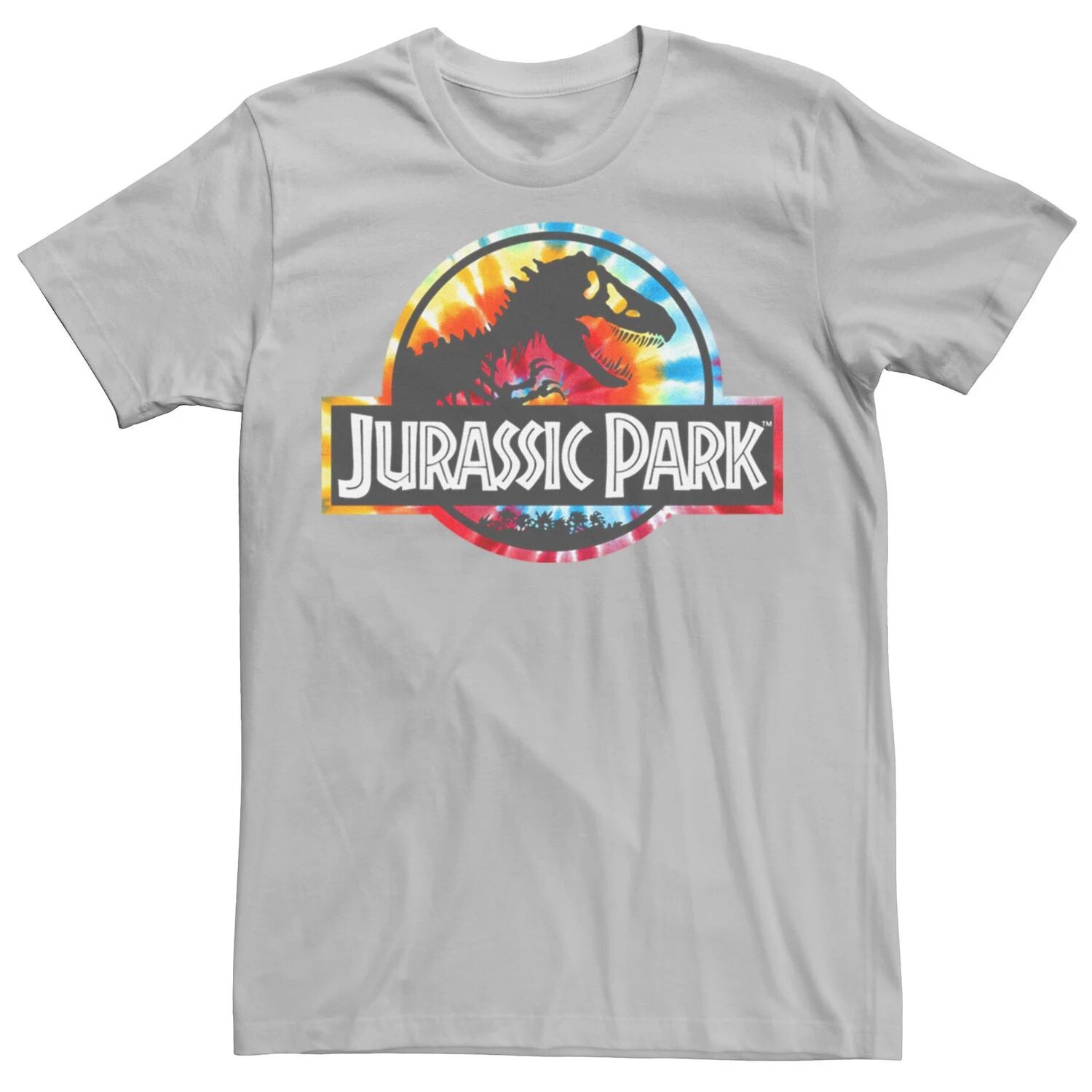 

Мужская футболка с буквенным логотипом «Парк Юрского периода» Tie Dye Licensed Character, серебристый