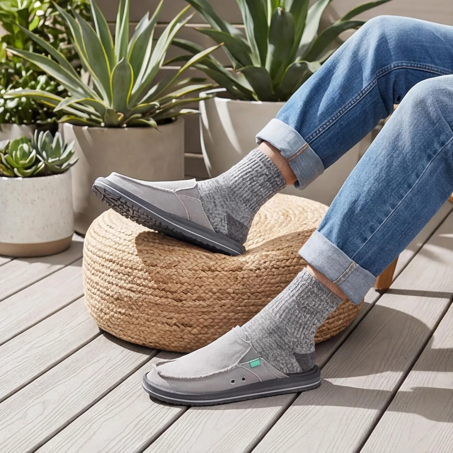 Тапочки мужские повседневные, Slip On Loafers, серый XJITIGER — фото 3