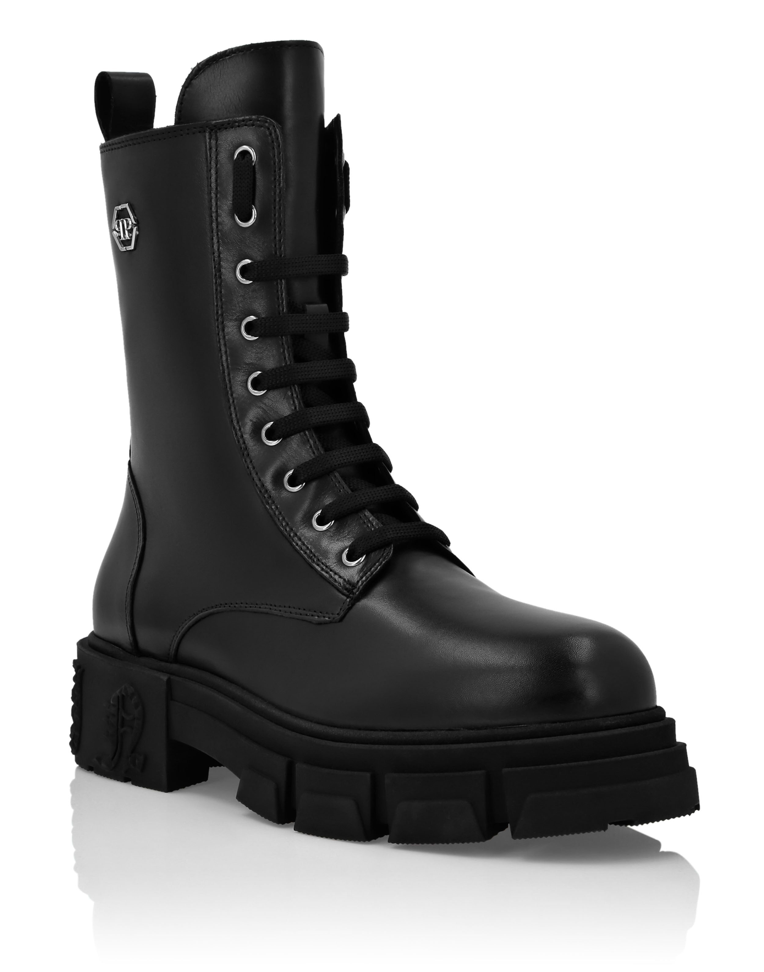 

Ботинки из телячьей кожи Mid Flat Hexagon PHILIPP PLEIN, черный