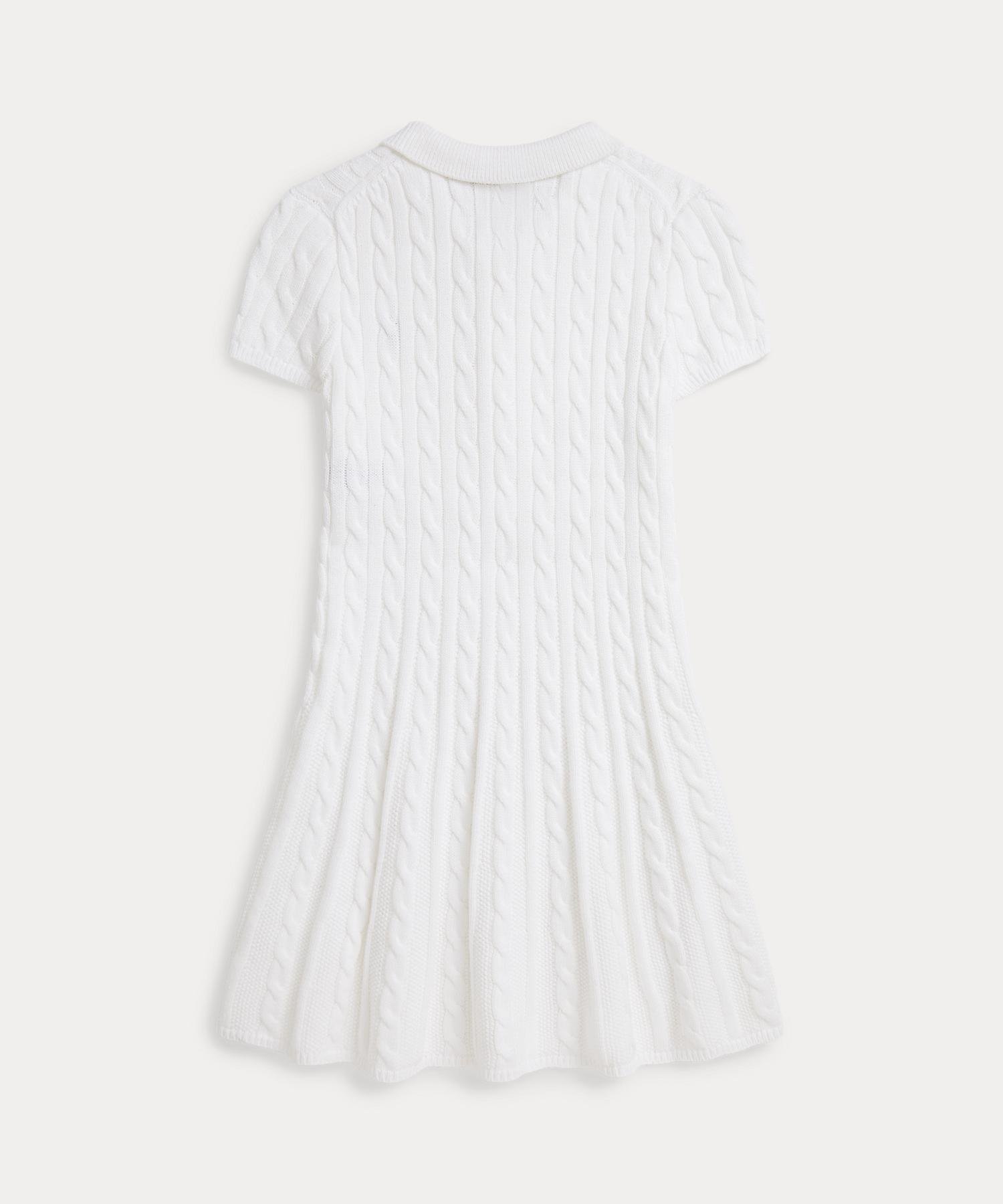 (Девочки 7-16 лет) Хлопковое платье-поло крупной вязки Polo Ralph Lauren, 100 White — фото 2