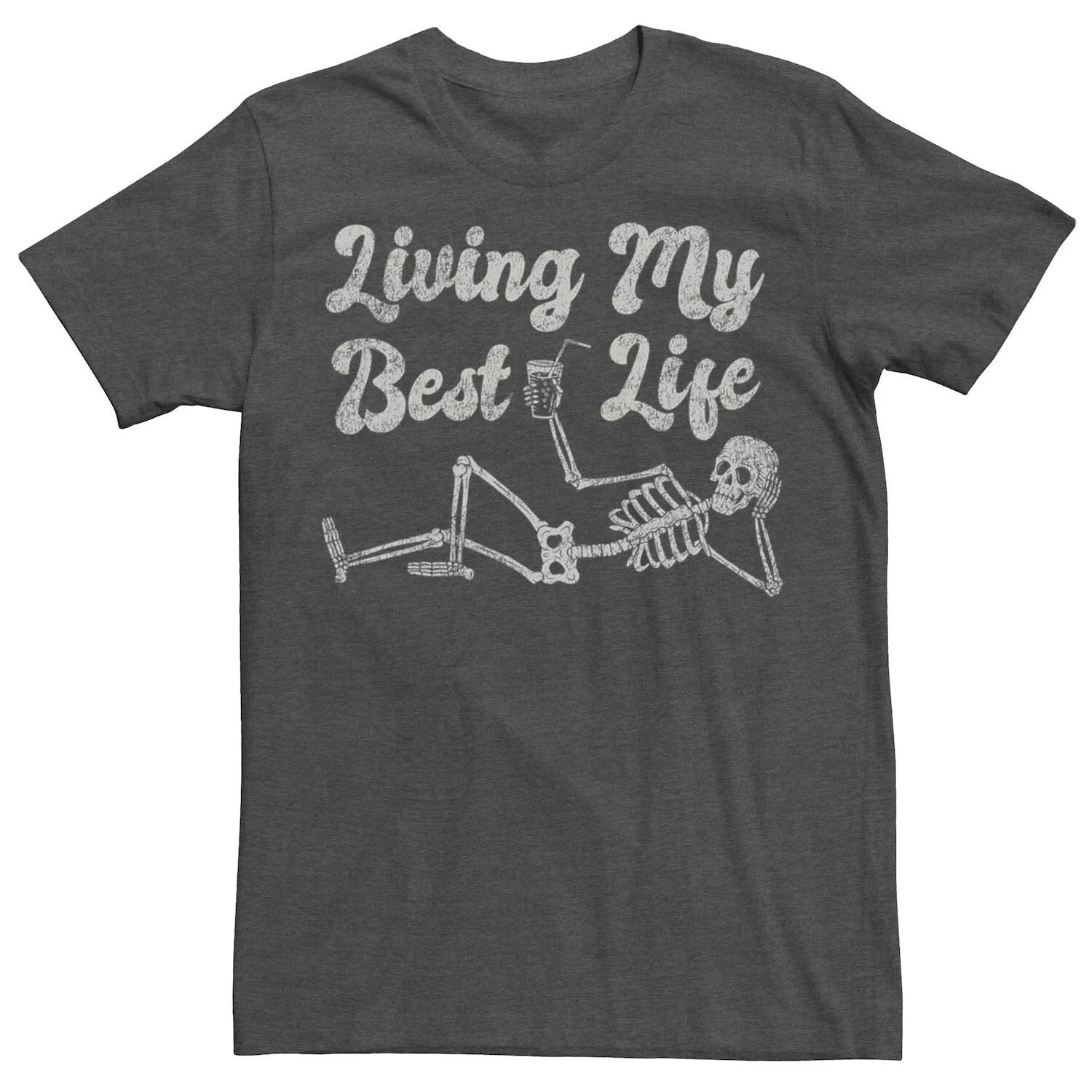 

Мужская футболка с логотипом Living My Best Life Skeleton Licensed Character