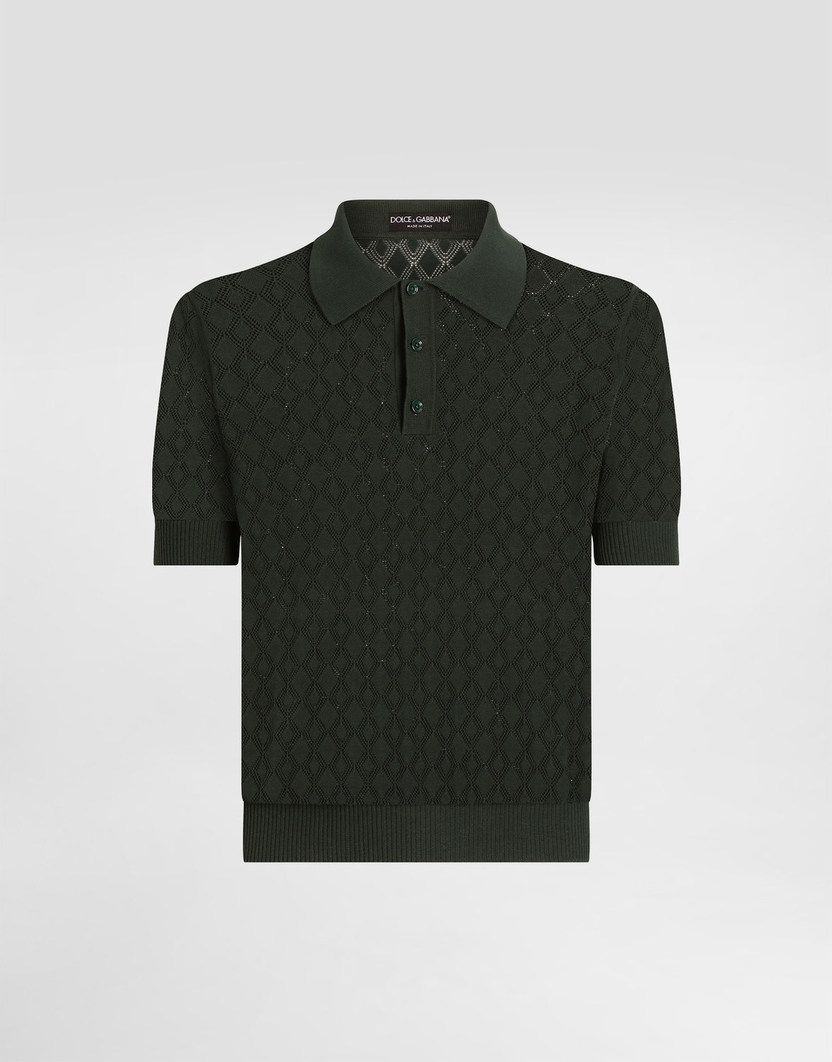 

Хлопковое ажурное поло с короткими рукавами Dolce & Gabbana, зеленый