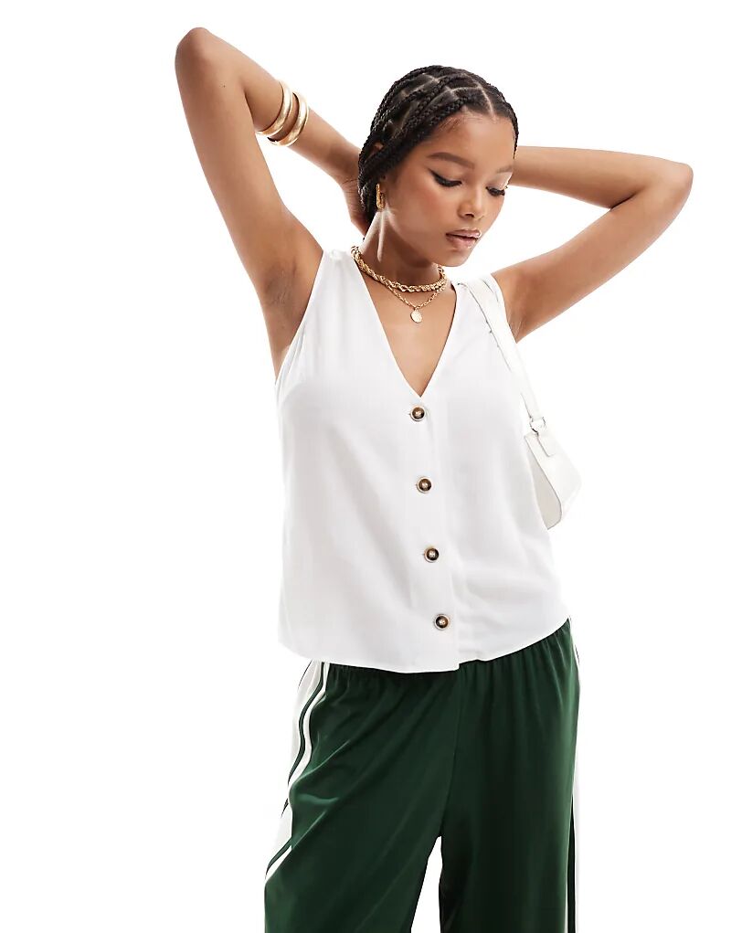 

Топ из льняного материала белого цвета ASOS DESIGN