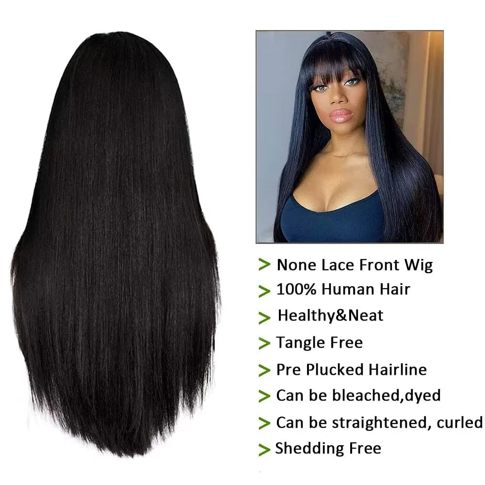 Прямой парик из натуральных волос с челкой от CLASSINE Classine, Natural Black — фото 2