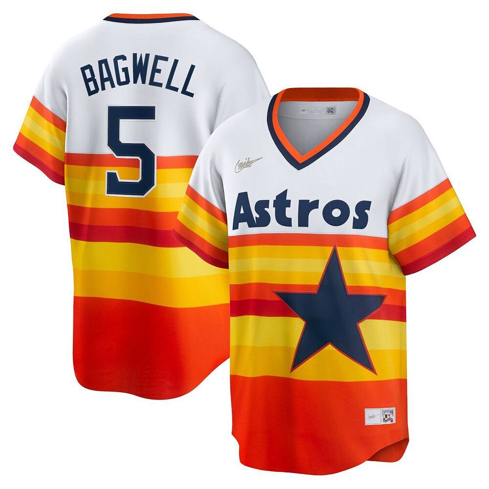 Мужская белая футболка Nike Jeff Bagwell Houston Astros Home Cooperstown Collection Player, цвет Ast White — фото 2