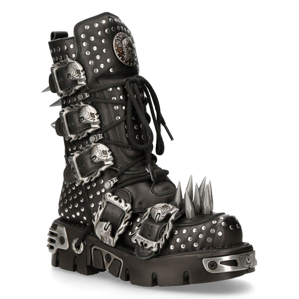 Новые рок-ботинки Gothic из черной кожи с шипами-1535-S1 New Rock