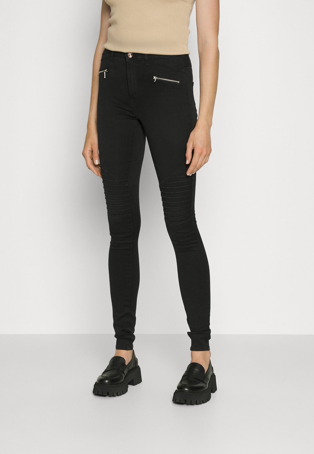 

Джинсы скинни ONLROYAL BIKER ZIP ONLY Tall, черный деним