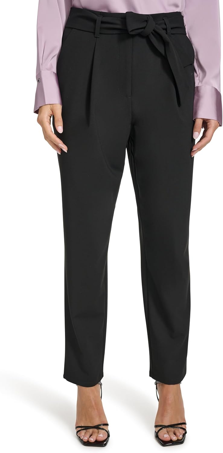 

Женские брюки прямого кроя с поясом и завязкой на талии от Calvin Klein Jeans, Black