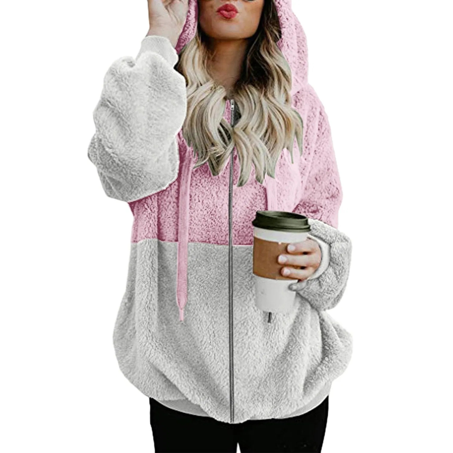 Женская куртка из флиса с капюшоном Teddy, Colore: Rosa — фото 2