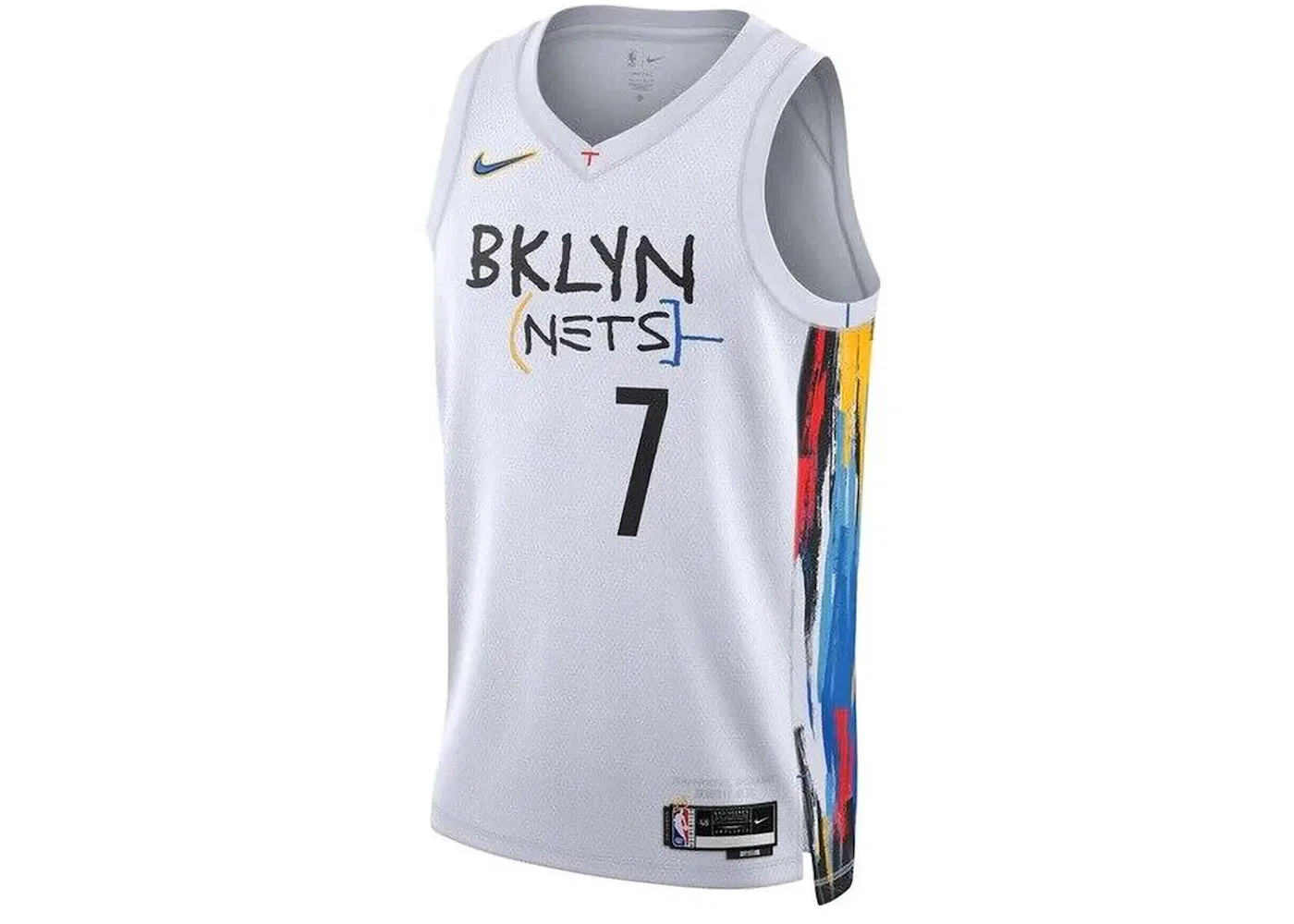 Мужская джерси с длинным рукавом Kevin Durant Brooklyn Nets Nike, White