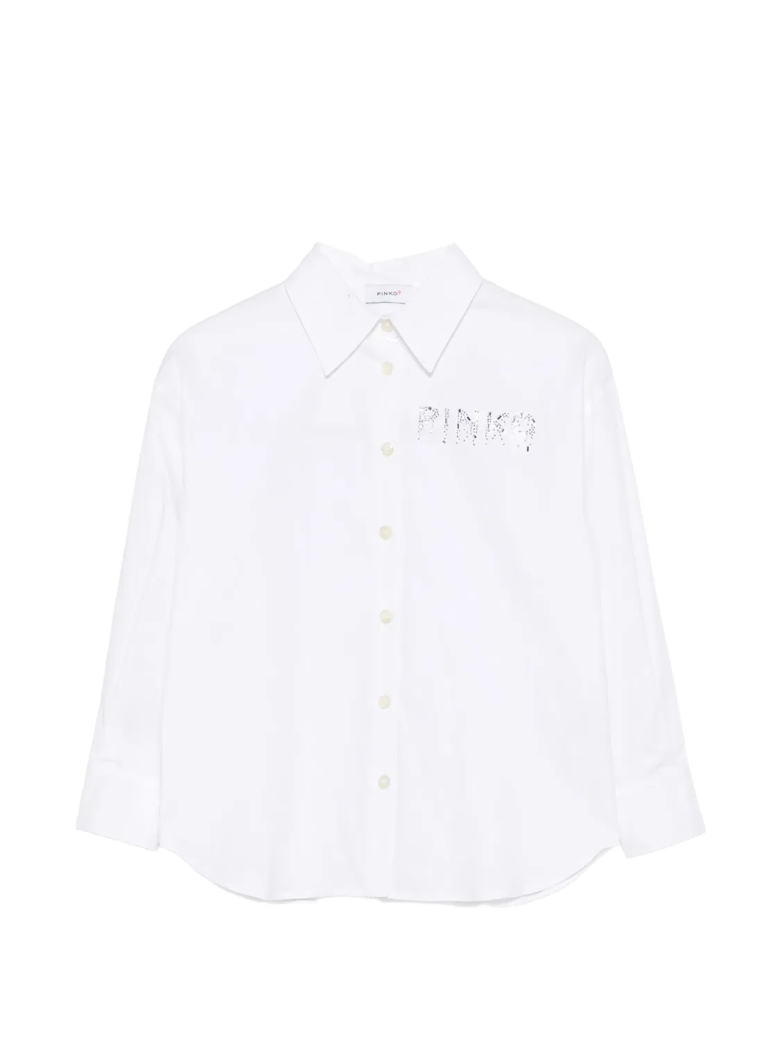 Рубашка с кристаллами и логотипом Pinko Kids, белый