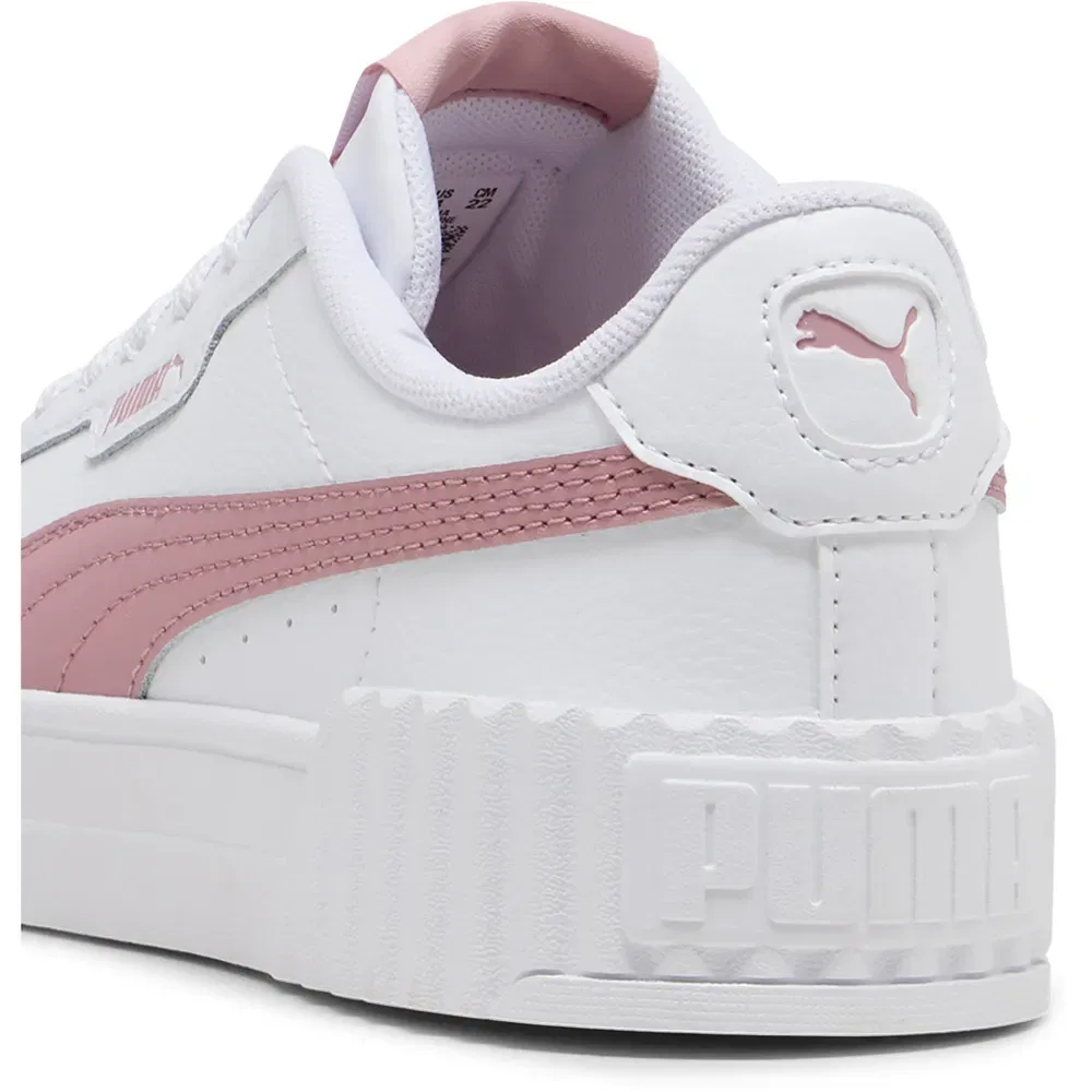 Детские кроссовки для девочек с кожаным верхом Carina 3.0 Puma, White — фото 4