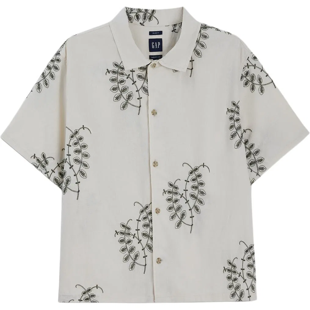 Мужская рубашка с воротником Olive Green GAP