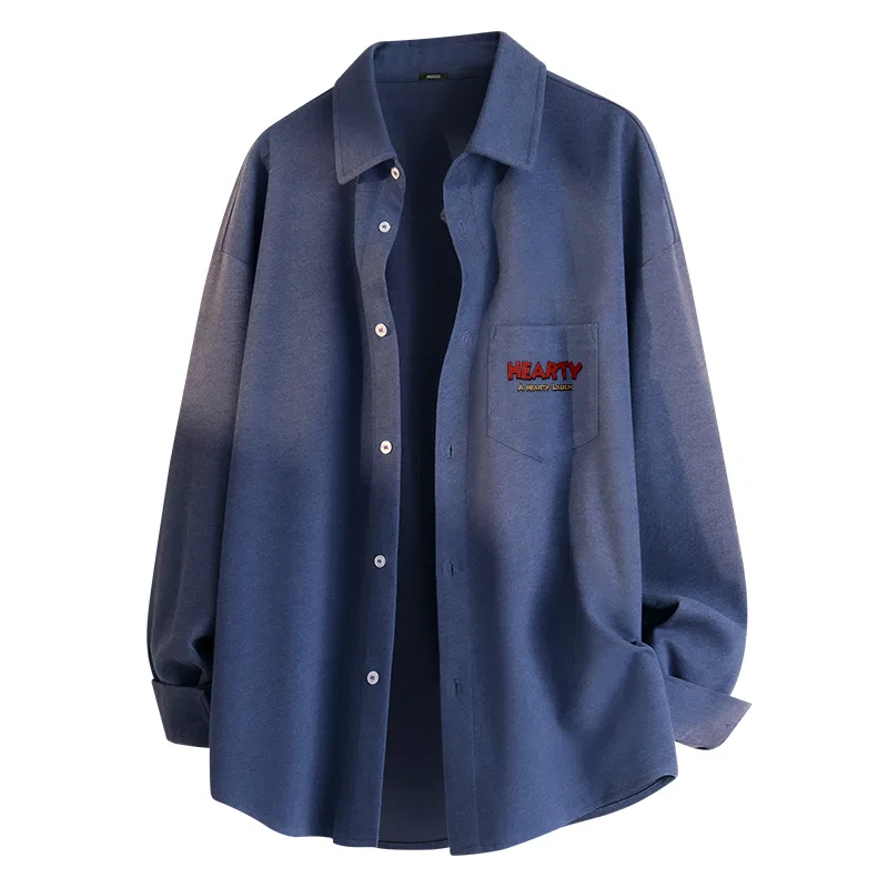 Детская рубашка с лацканами утепленная MINISO, Heather Gray (B Hearty Chest Logo) — фото 3