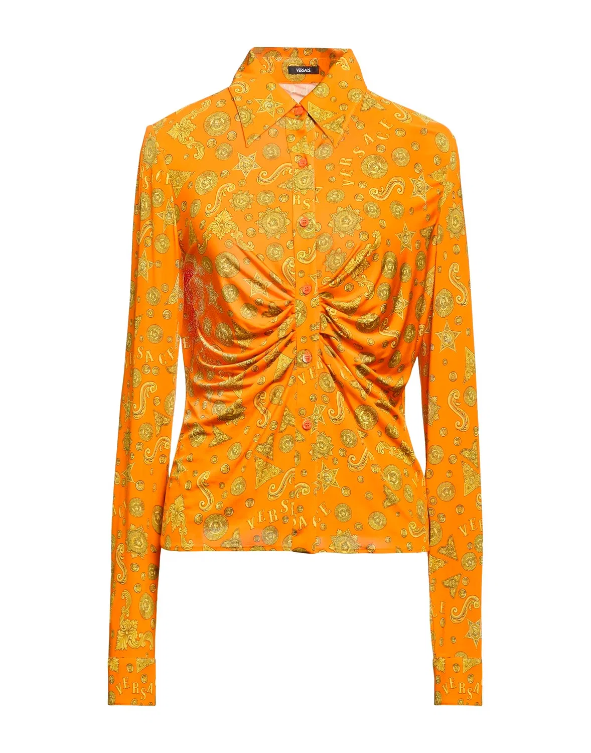 Женская рубашка из вискозы с принтом Versace, оранжевый