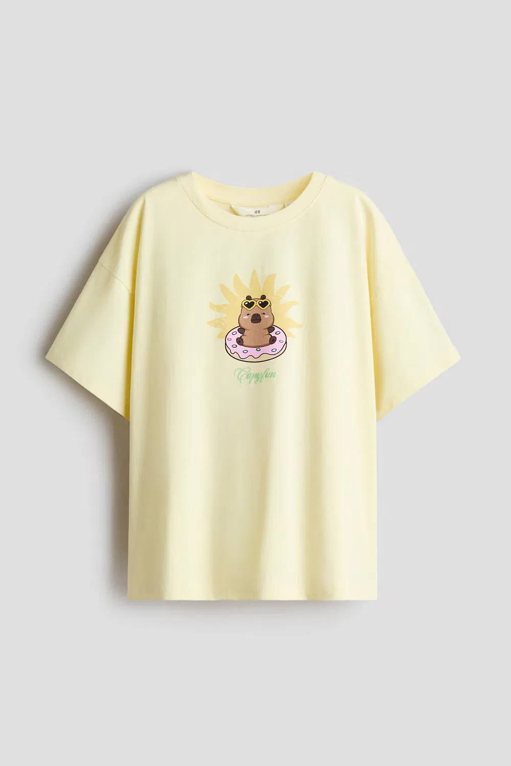 Хлопковая футболка с принтом H&M, Hellgelb/Capyfun