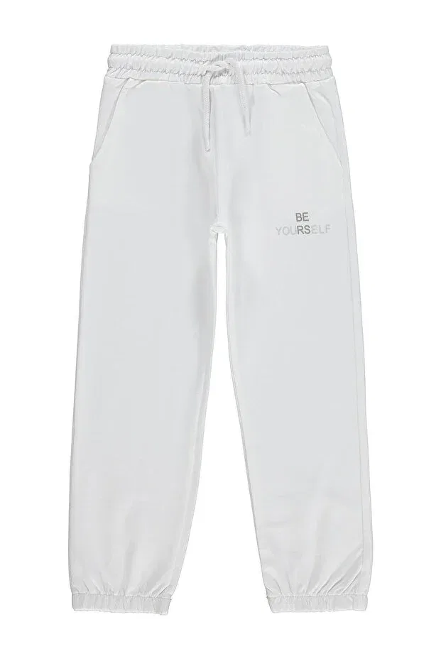 Детские спортивные штаны для девочек с манжетами Civil Girls, Off White