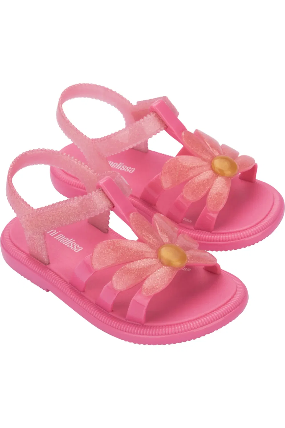Сандалии детские с цветочными аппликациями Hip Bloomy Jelly Mini Melissa, Pink/Glitter Pink
