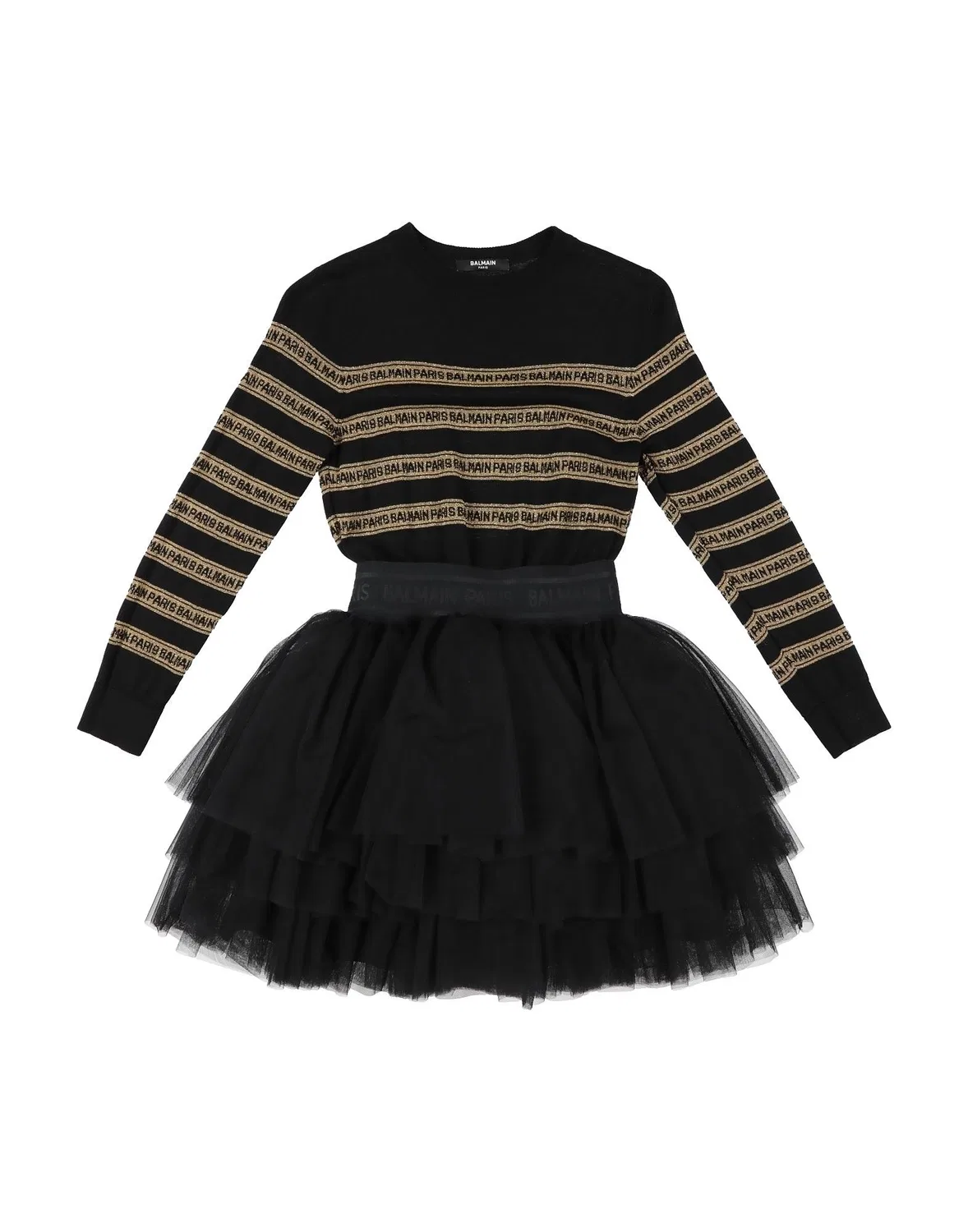 Платье вязаное с принтом Balmain, черный
