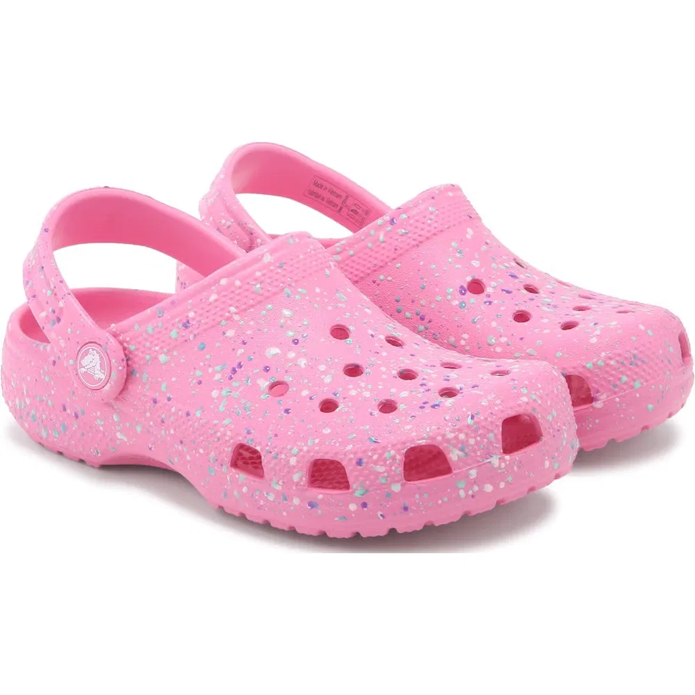 Детские классические сабо с графическим рисунком Crocs, Pink Splatter