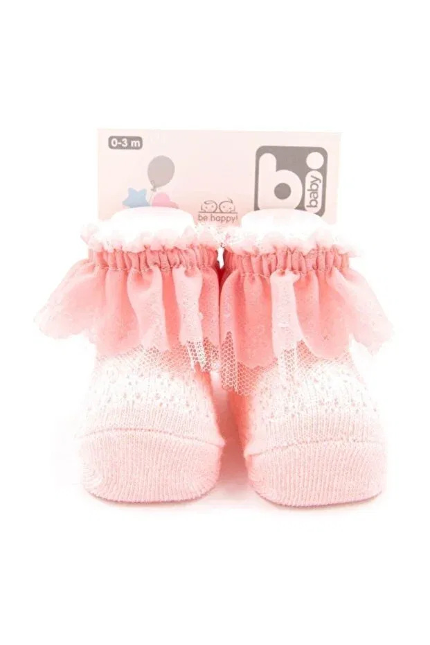Детские носки для девочек кружевные Lacy baby socks Bibaby, Pink