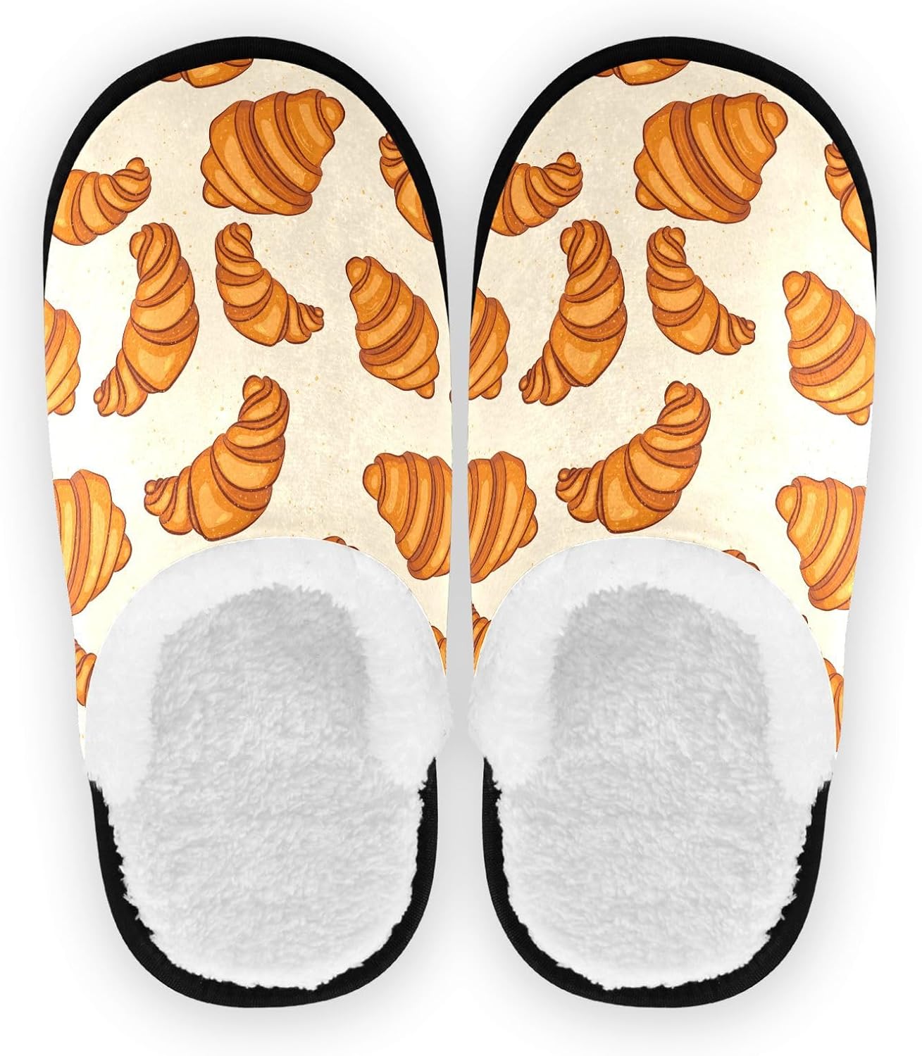 

Тапочки JHKKU для женщин и мужчин, пушистые домашние тапочки, теплые, с противоскользящей подошвой, уютные для дома и путешествий, Crunchy Croissants