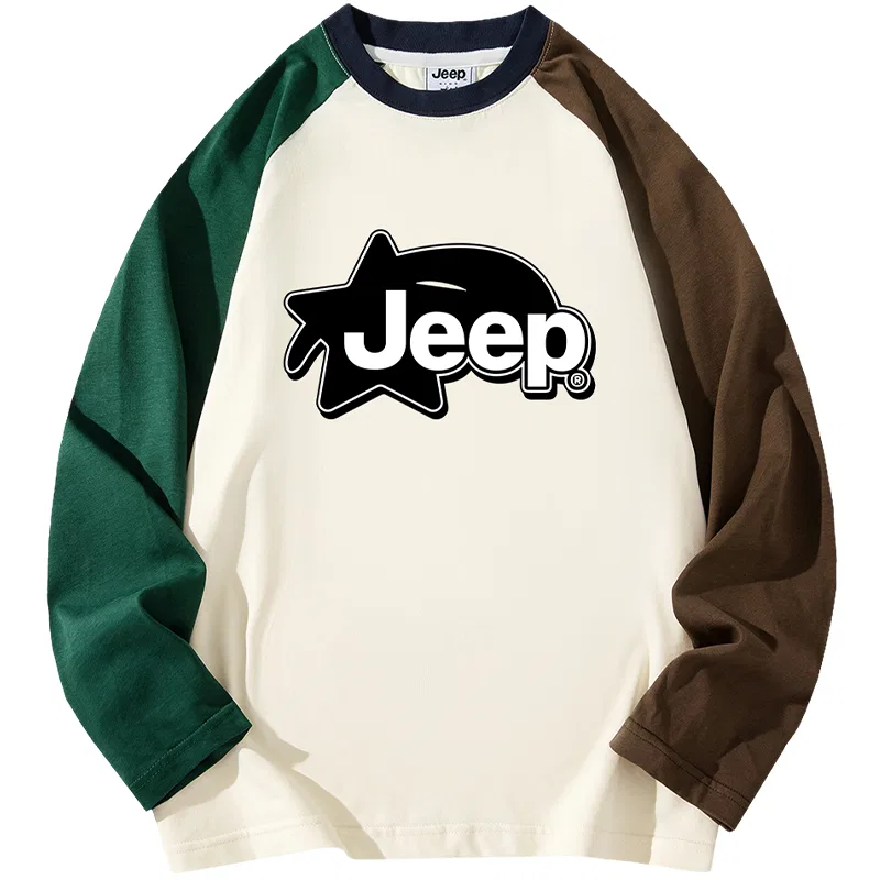 Детская футболка с круглым вырезом, хлопковая, Jeep, Beige Brown
