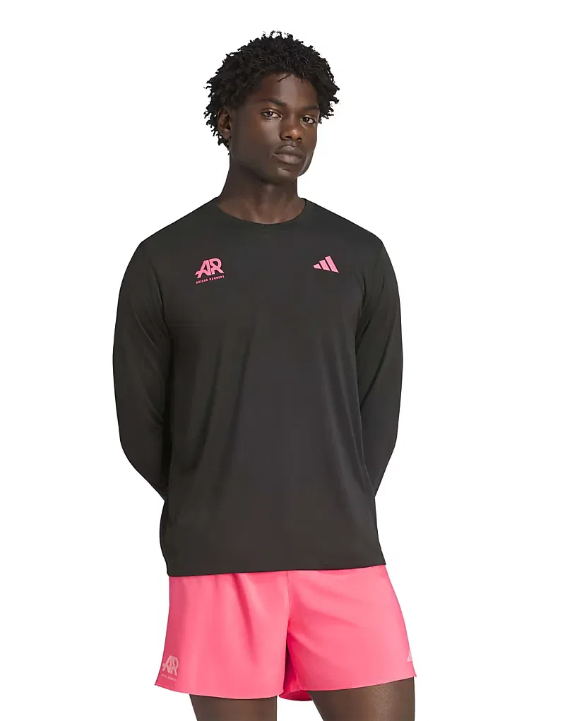 Лонгслив adi365 AR с принтом Adidas Running, черный/розовый — фото 2