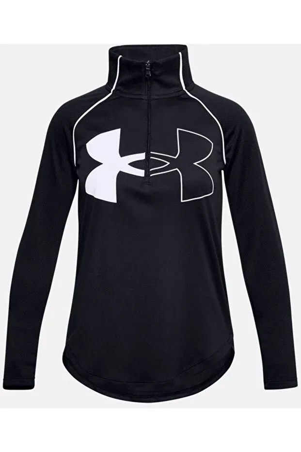 Детская футболка для девочек с длинным рукавом Half Zipper Long Sleeve T-Shirt Under Armour, Black