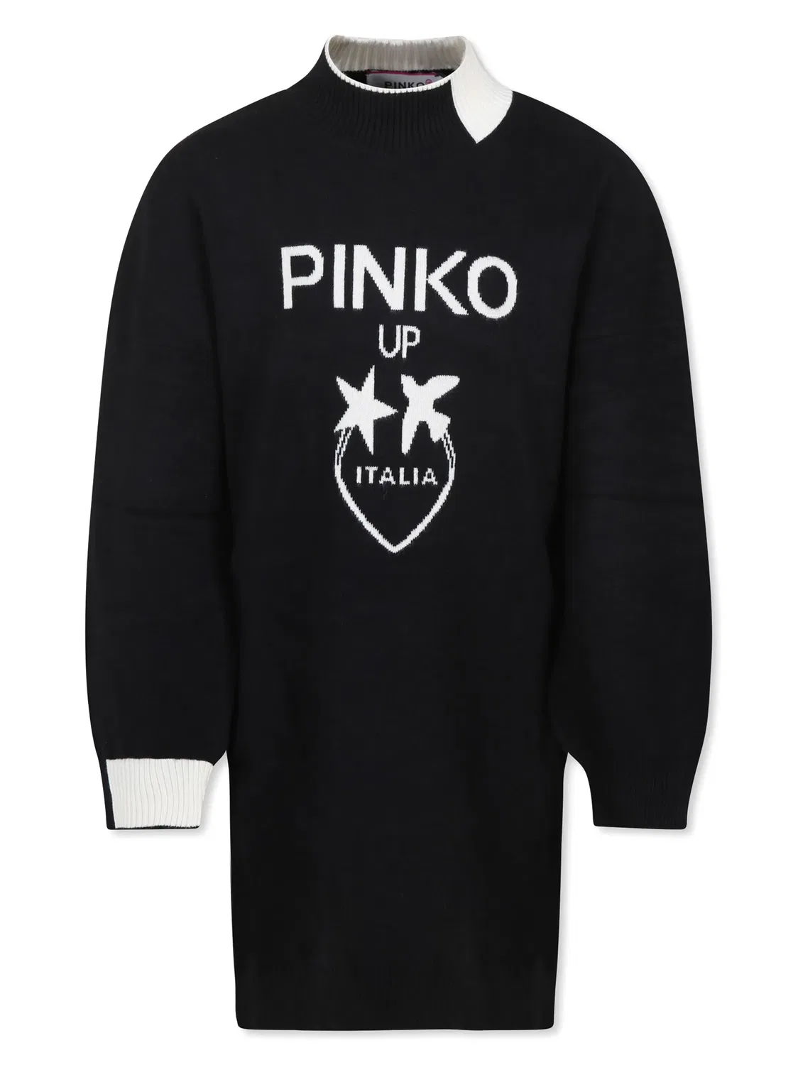 Платье с интарсией логотипа PINKO, черный
