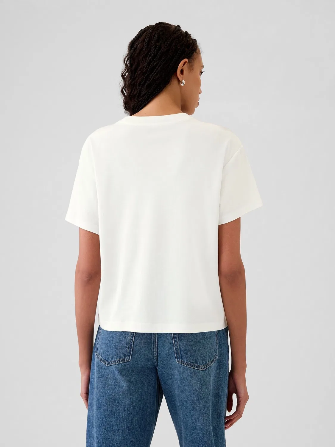 Футболка хлопковая Relaxed Short Sleeve T-Shirt Gap, белый — фото 2