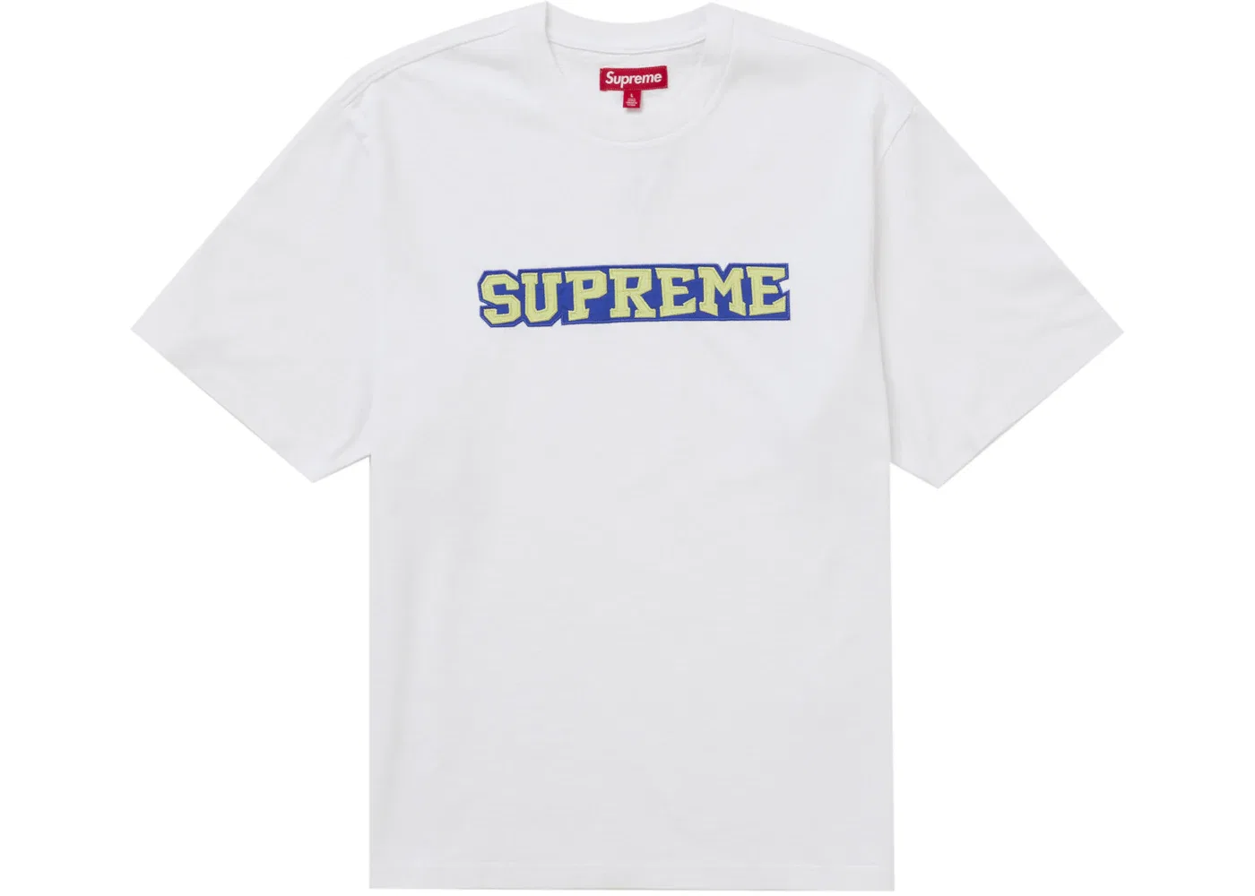 Мужская футболка с сатиновым аппликацией Supreme Top, White