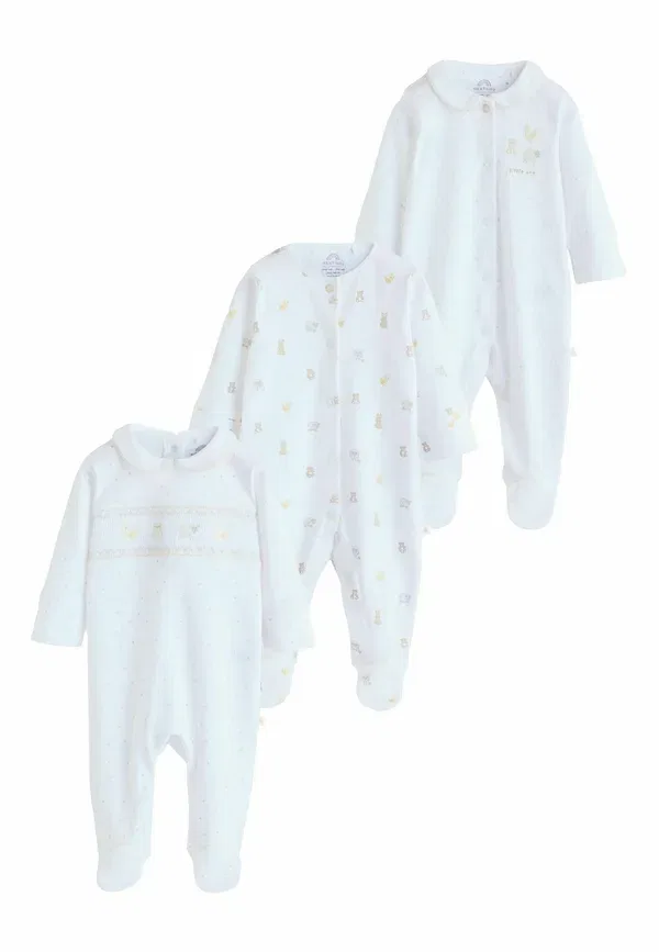 Комплект пижамный из 3 предметов с принтом, Regular fit - 3 pack - sleep suit, Next, белый воротник