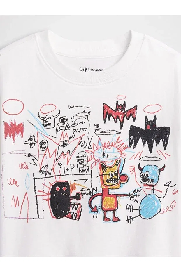 Детская футболка для мальчиков с принтом Jean-Michel Basquiat Gap, White-000 — фото 4