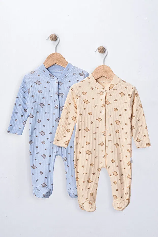 Детский для мальчиков комплект боди-комбинезонов из хлопка Defne Lina Baby, Beige