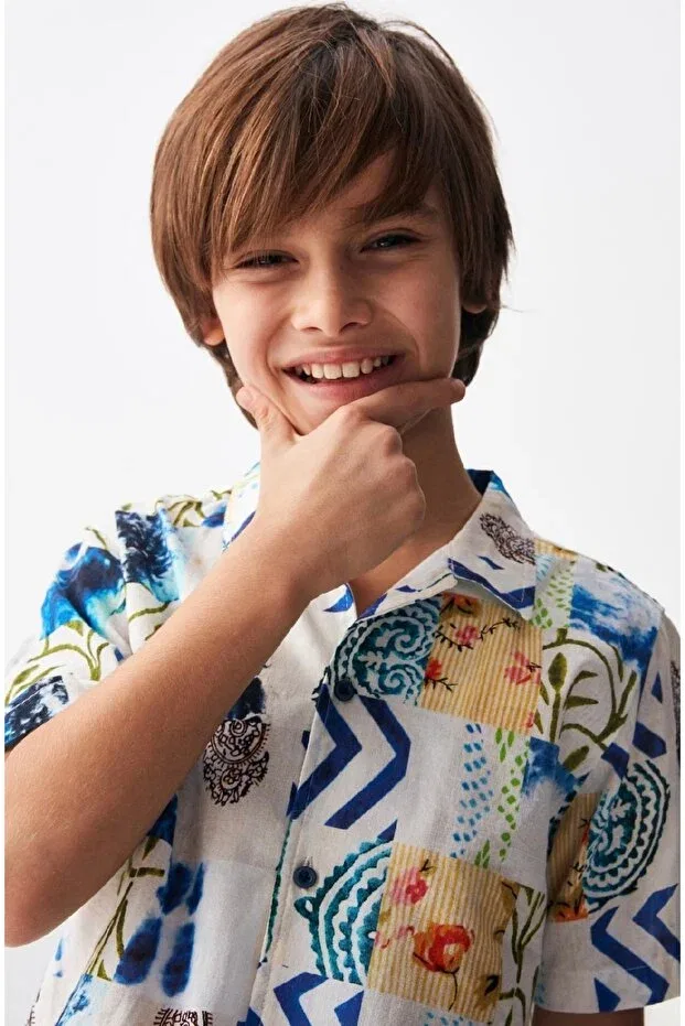 Детская рубашка для мальчиков льняная Limi boy Nk Kids, Blue — фото 4