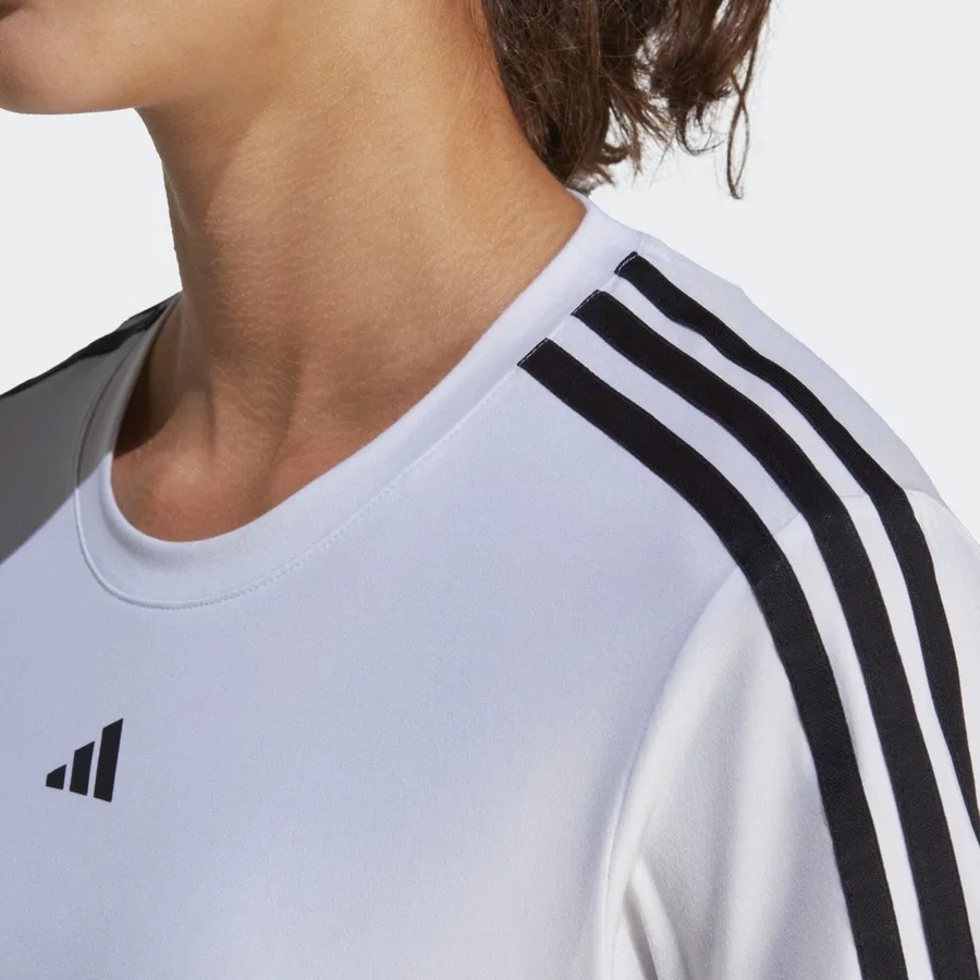 Женская футболка с коротким рукавом AEROREADY Train Essentials 3-Stripes Tee adidas, Бело-черный — фото 4