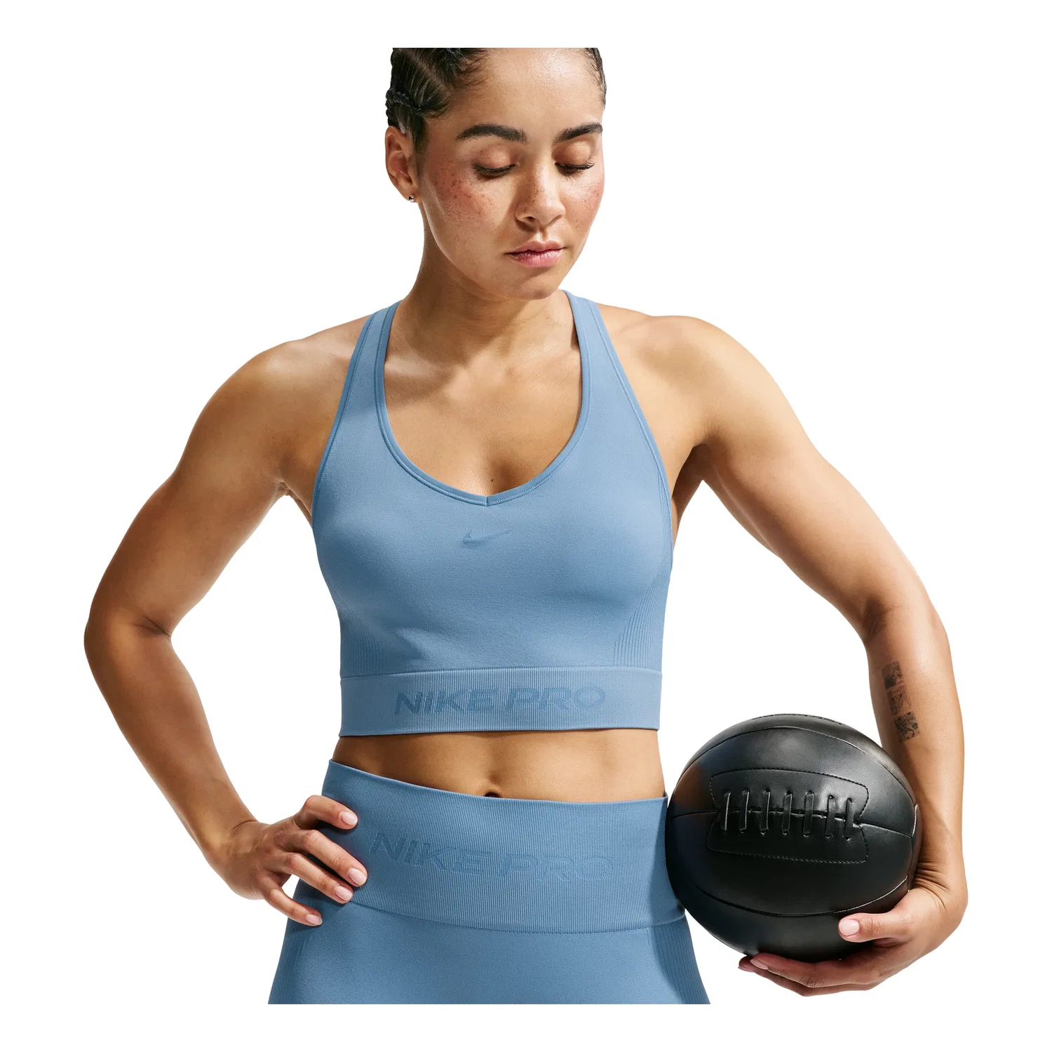 Женская футболка Pro Seamless Dri-FIT Cropped Tank Top 'Work Blue' Nike, Work Blue