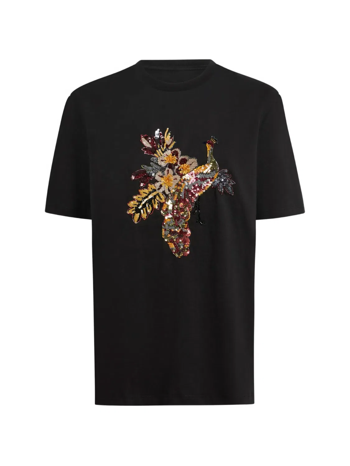 Хлопковая футболка с павлином, черная ETRO, черный