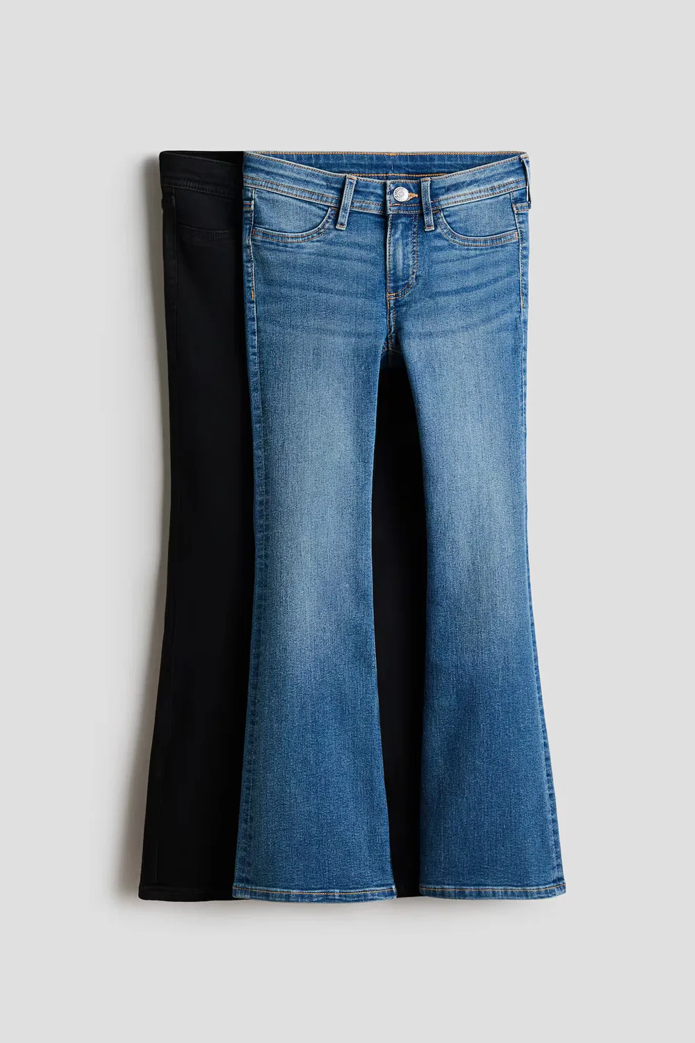 Комплект из 2 джинсов-клеш с низкой посадкой H&M, Schwarz/Denimblau