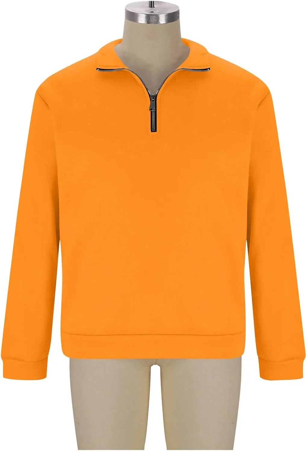 Мужская длинная футболка с воротником-стойкой Mens Clothes, Orange — фото 4