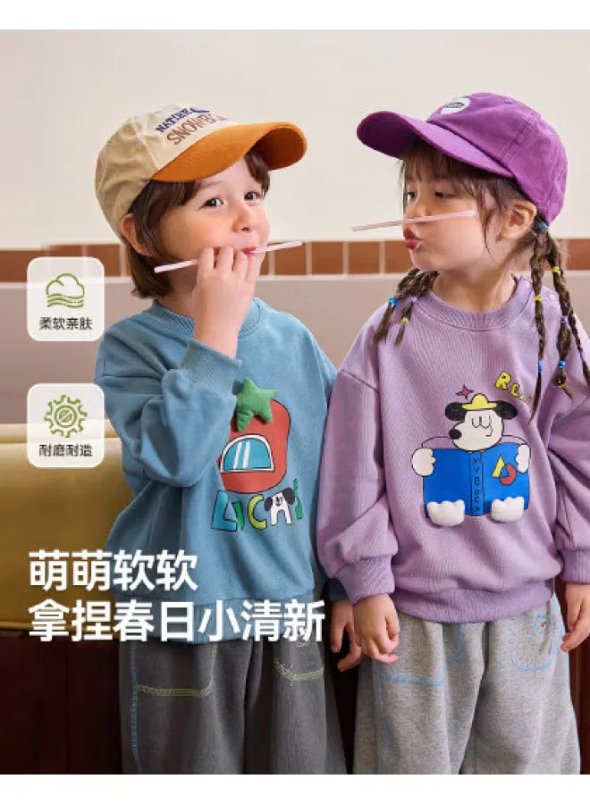 Худи детское с круглым вырезом Doodle Home, синее