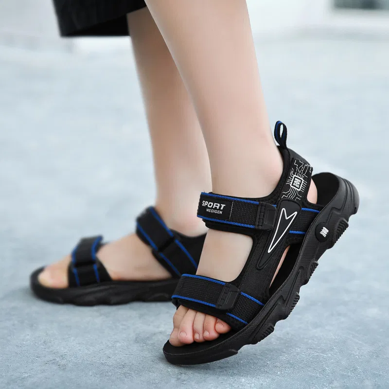 Детские сандалии с синтетической кожей VENICEW, Black Blue — фото 4