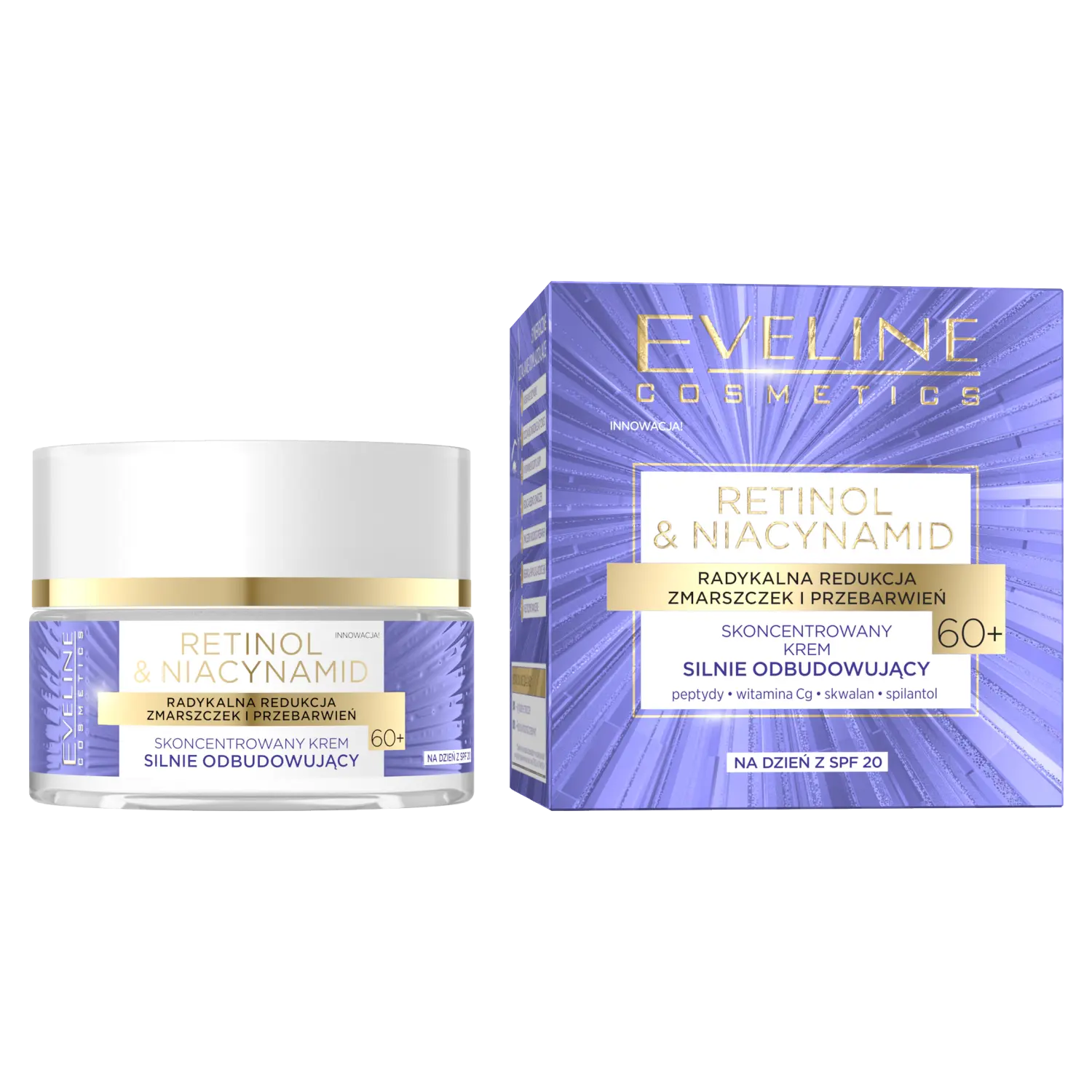 

Eveline Cosmetics Retinol&Niacynamid Восстанавливающий крем для лица 60+ с SPF20, 50 мл