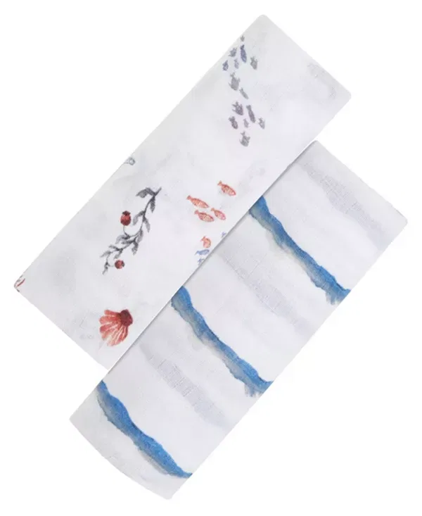 Детский комплект пеленок для сна с моделью Unisex Swaddle Gift Set Malabar Baby, синий