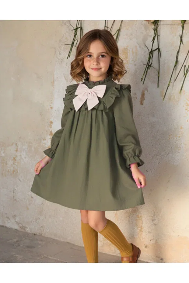 Детское платье для девочек с длинным рукавом Melek Golden, Khaki