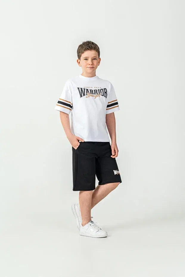 Детский комплект для мальчиков с принтом Warrior Strength Mışıl Kids, Black — фото 3